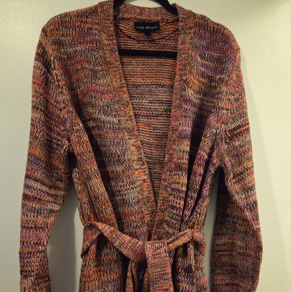 Lane Bryant Belted Cardigan Multicolor Womens 18/20 Open Front Sweater